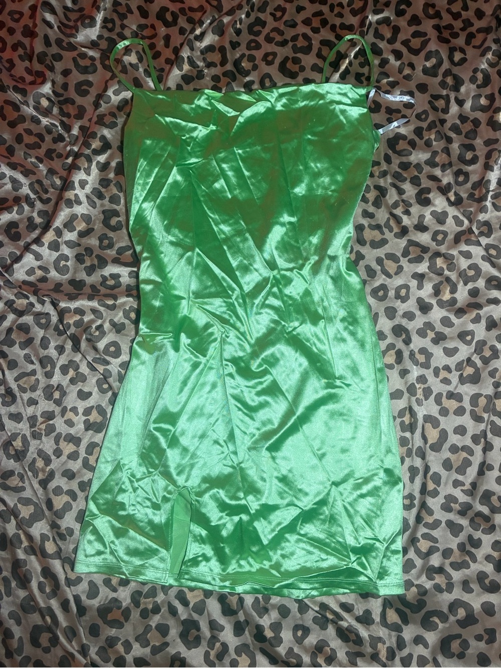 ⭒ neon green mini party dress
